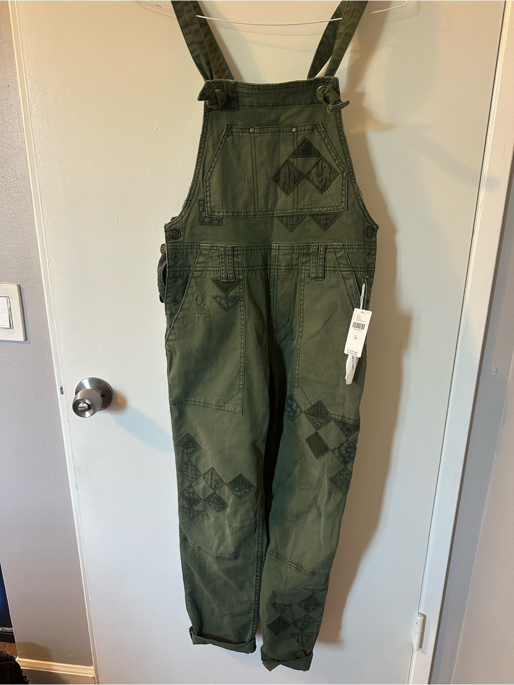 NWT Anthropologie Pilcro Wanderer Patchwork Overalls - Picture 5 of 5